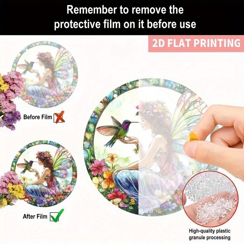 Fairy With Hummingbird Acrylic Suncatcher Whimsical Window Hanging Decoration gallery