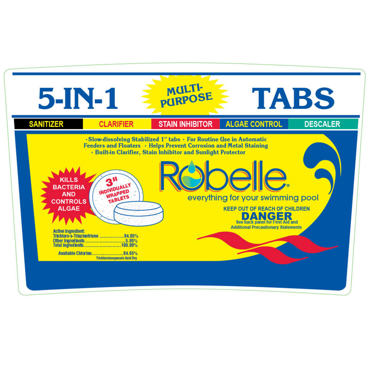 Robelle 5-in-1 Multi-Purpose 3" Chlorine Tabs Pool Sanitizing Chemical - 25 Lbs gallery
