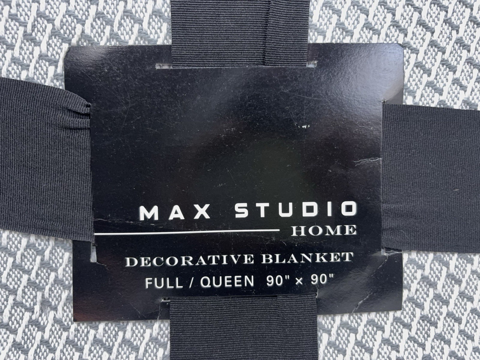 Max Studio Home Decorative Blanket Full Queen 90x90 Grey White Woven NWT gallery