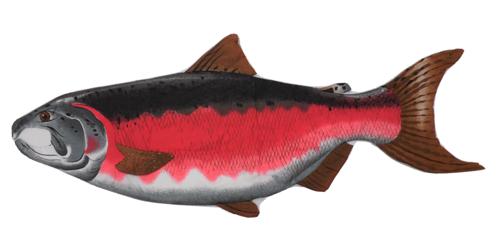 New Decorative Pillow Shell Salmon Shaped Unstuffed 20 x 54 inches gallery