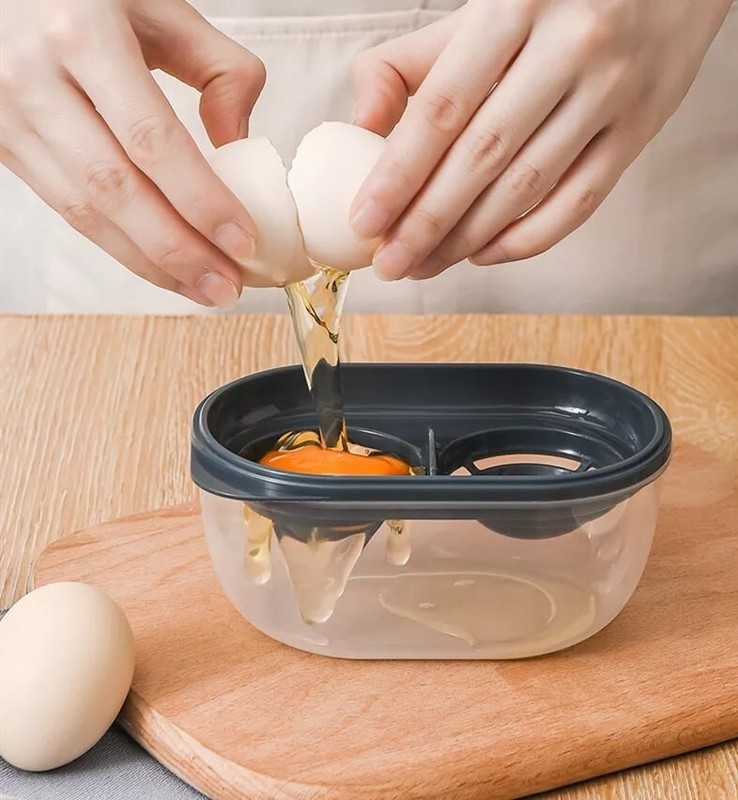 Egg Separator Plastic Double Eggs Yolk White Divider with Compartment BPA Free gallery
