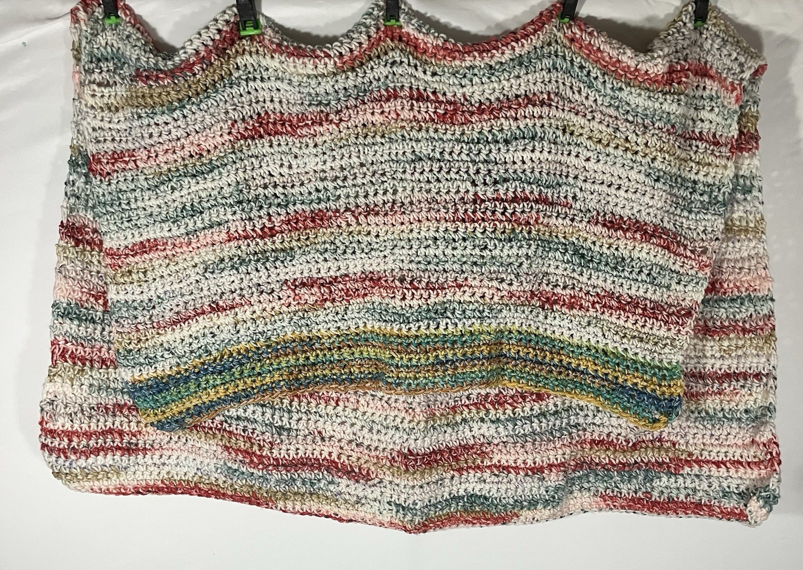 Handmade Crocheted Lap Blanket Approximately 32X46 Bright Multicolor Boho Wonky gallery