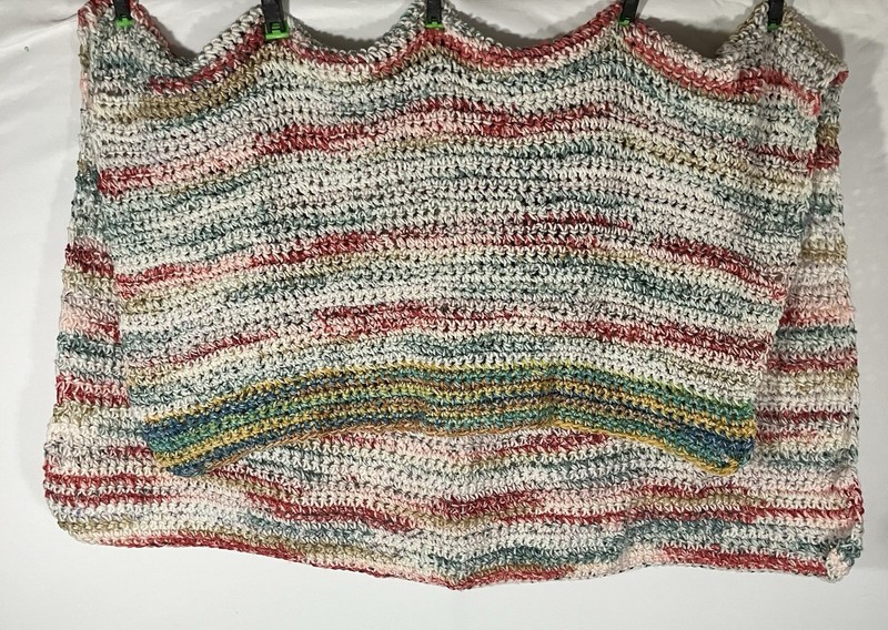 Handmade Crocheted Lap Blanket Approximately 32X46 Bright Multicolor Boho Wonky gallery