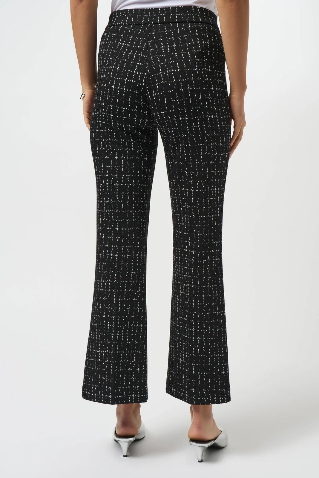Joseph Ribkoff Black/Off-White Checkered Print Pull On Flared Pants 253246-R gallery