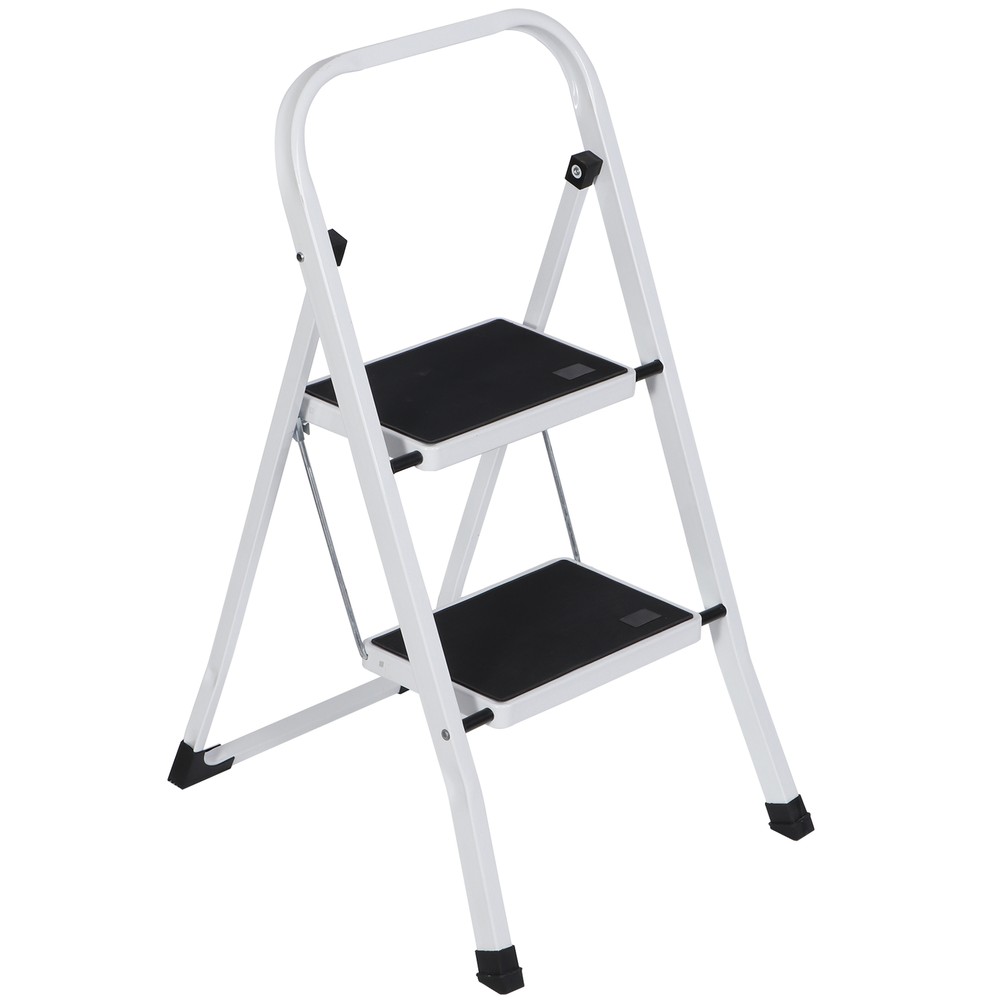 2 Step Stool Folding Step Ladder w/ Wide Anti-slip Pedal 352 Lbs Capacity White