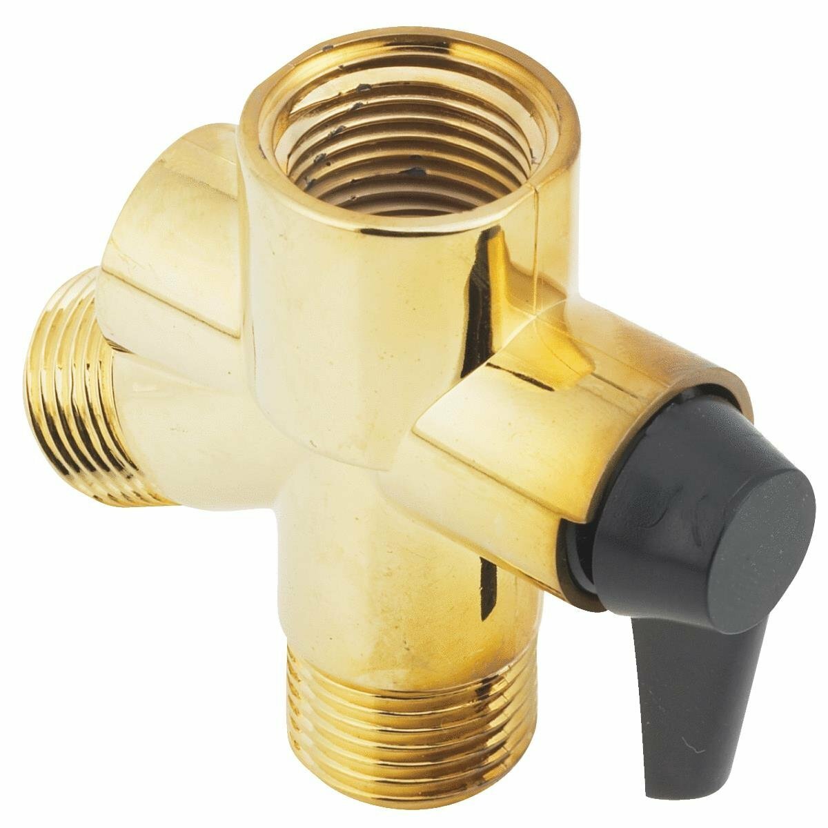 454583 POLISHED BRASS PLASTIC SHOWER FLOW DIVERTER DO IT 1/2" FIP X 1/2" MIP gallery