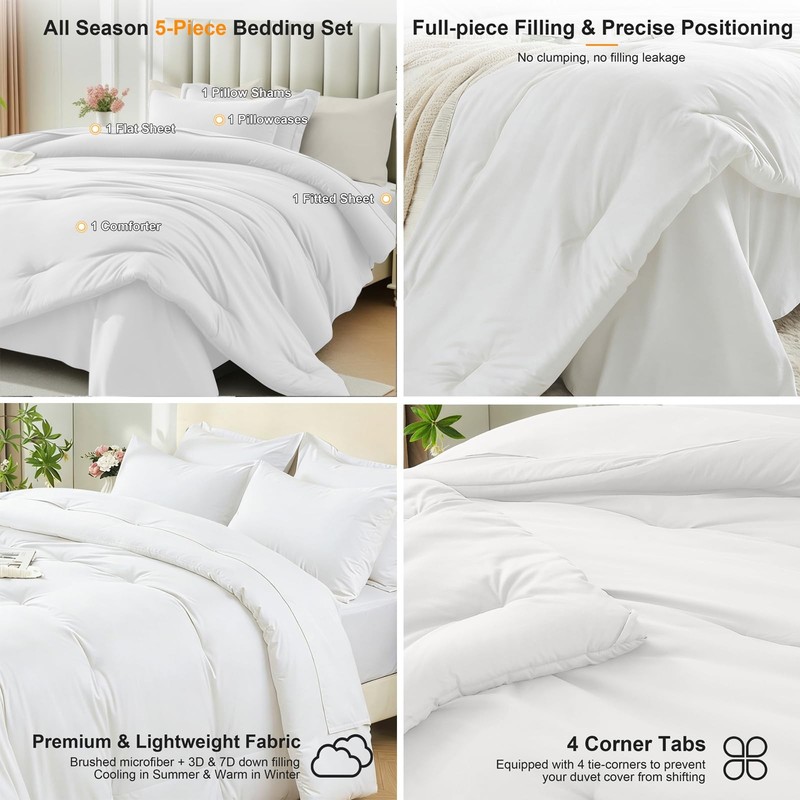 Easthome Twin Comforter Set 5 Pieces - Ultra-Soft Bed in a Bag Twin Size, Cozy L gallery