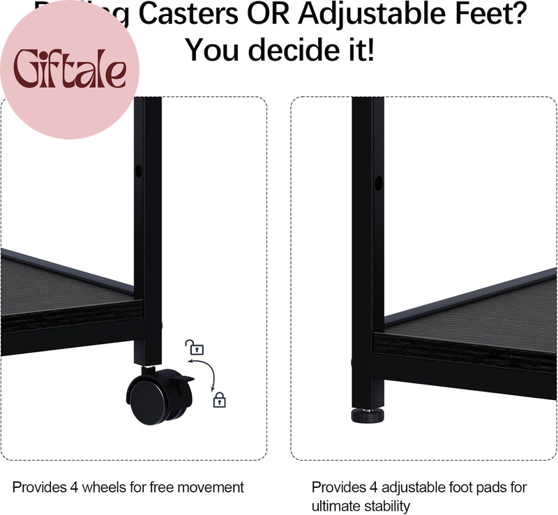 Printer Stand with Storage Shelf,3 Tier Printer Cart with Wheels,Mobile Printer gallery
