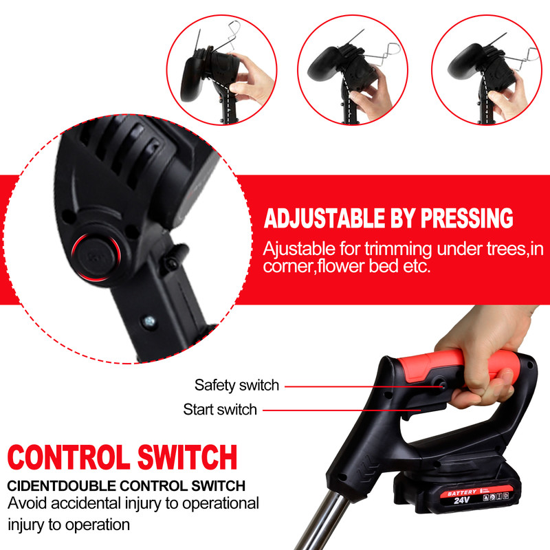 Electric Cordless Grass String Trimmer Lawn Edger Weed Wacker Cutter + 2 Battery gallery