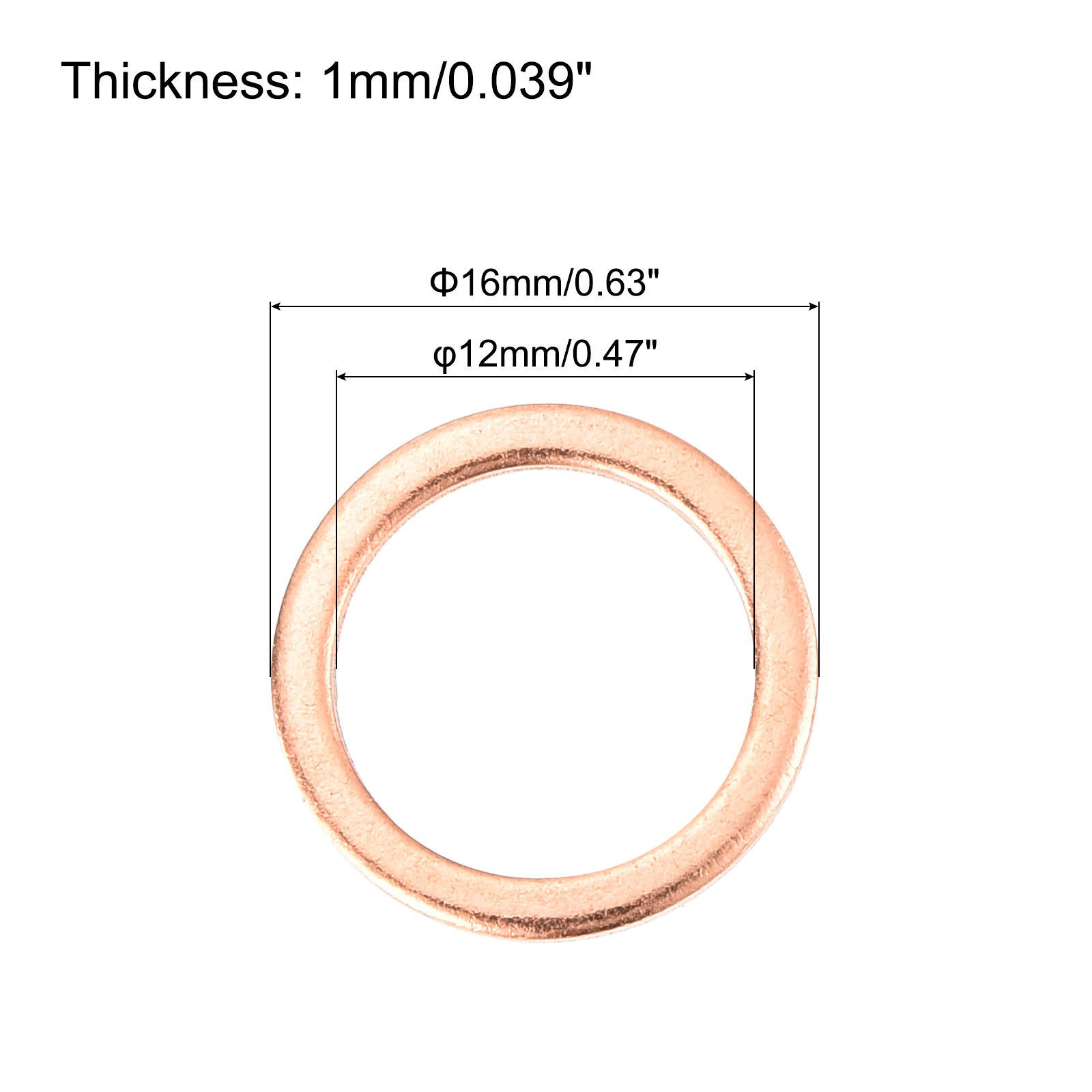 22 Pcs Flat Copper Washers 12x16x1mm Copper Flat Sealing Ring Washers gallery