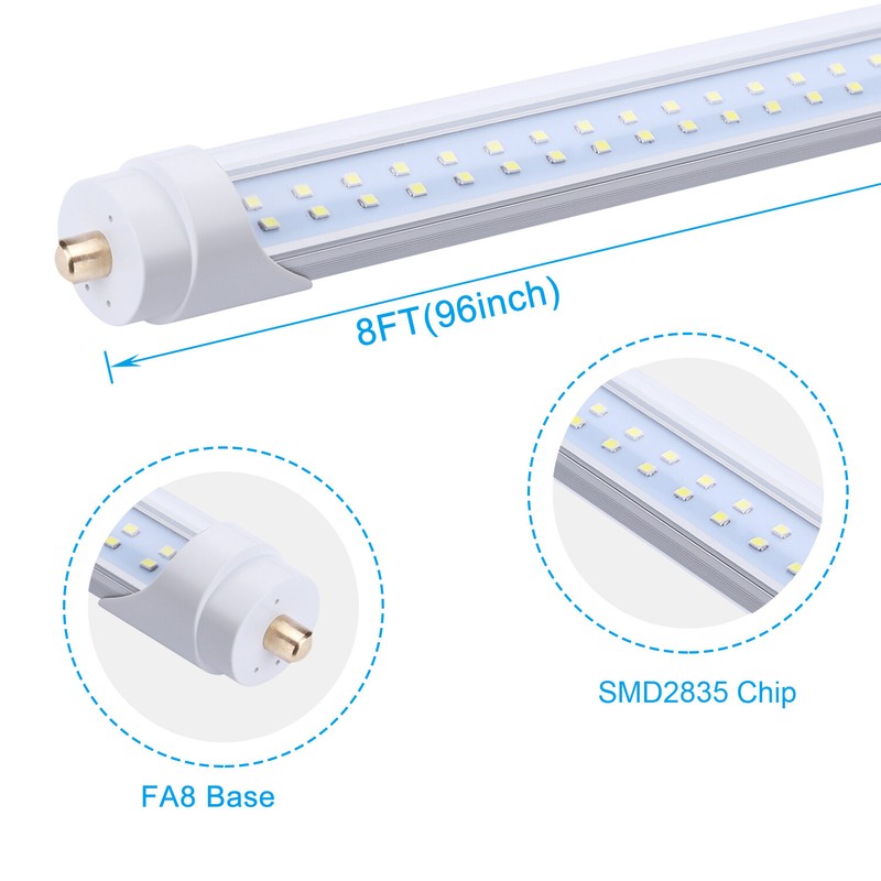 Single Pin 8FT 45W LED 5000K 6000K 8 Foot Fluorescent Bulb 65W 2 Rows Tube Light gallery