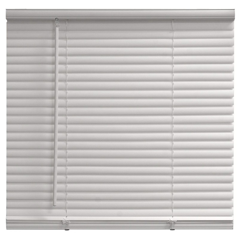 1" Cordless Vinyl Light Filtering Mini Blinds, White, 34" W x 64" L gallery