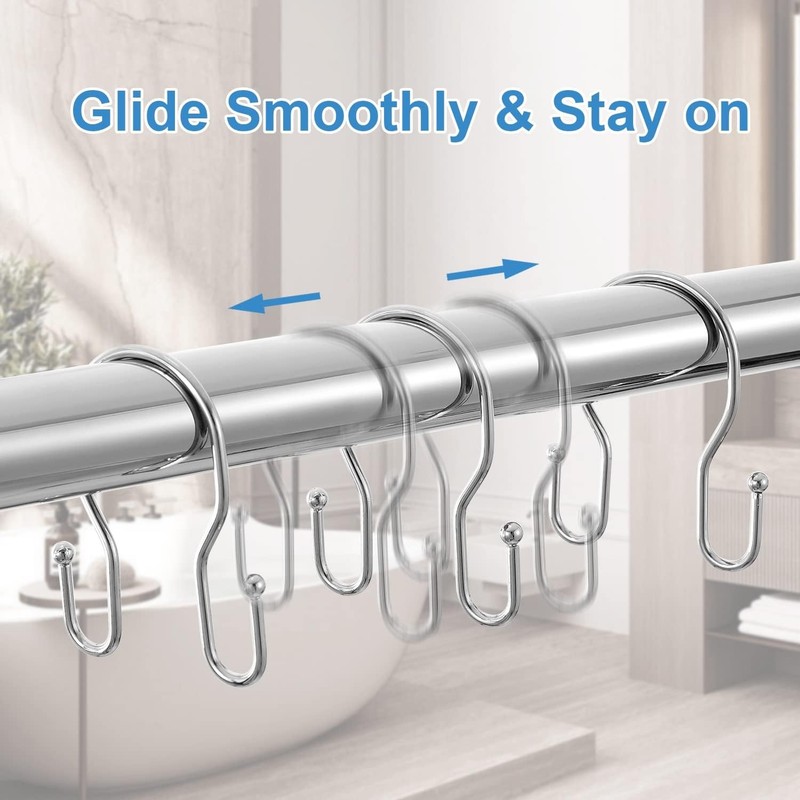 12 Pack Double Shower Curtain Hooks Rings, Double Sided Shower Curtain Hooks Ru gallery