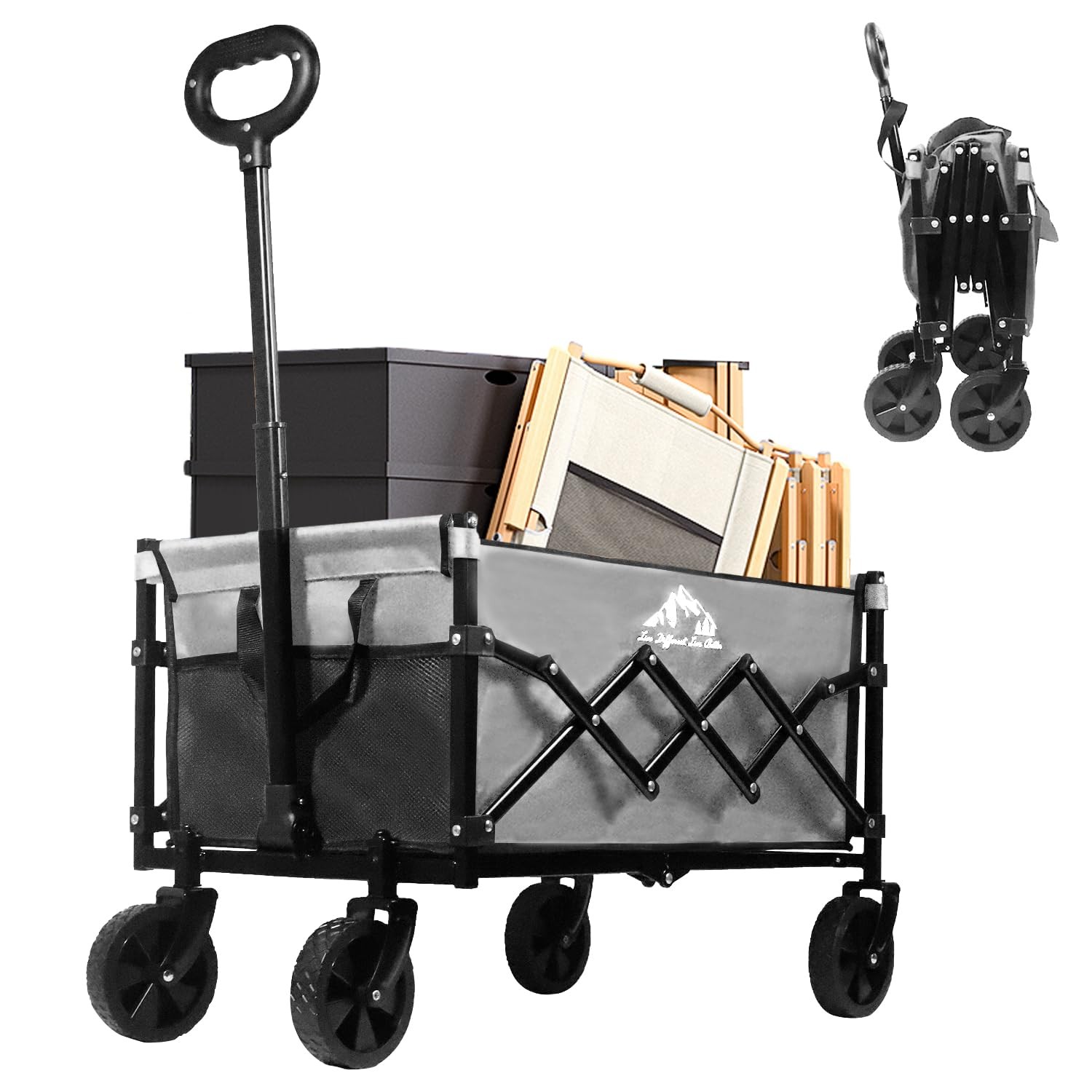 VOYSIGN COLLAPSIBLE WAGON FOLDING UTILITY CART 352LBS HEAVY-DUTY - Gray gallery