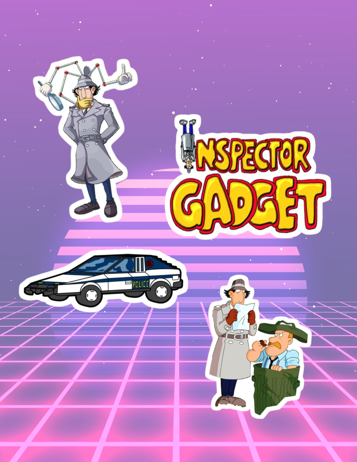 Inspector gadget Retro Cartoon 4pc Sticker Pack gallery