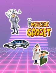 Inspector gadget Retro Cartoon 4pc Sticker Pack