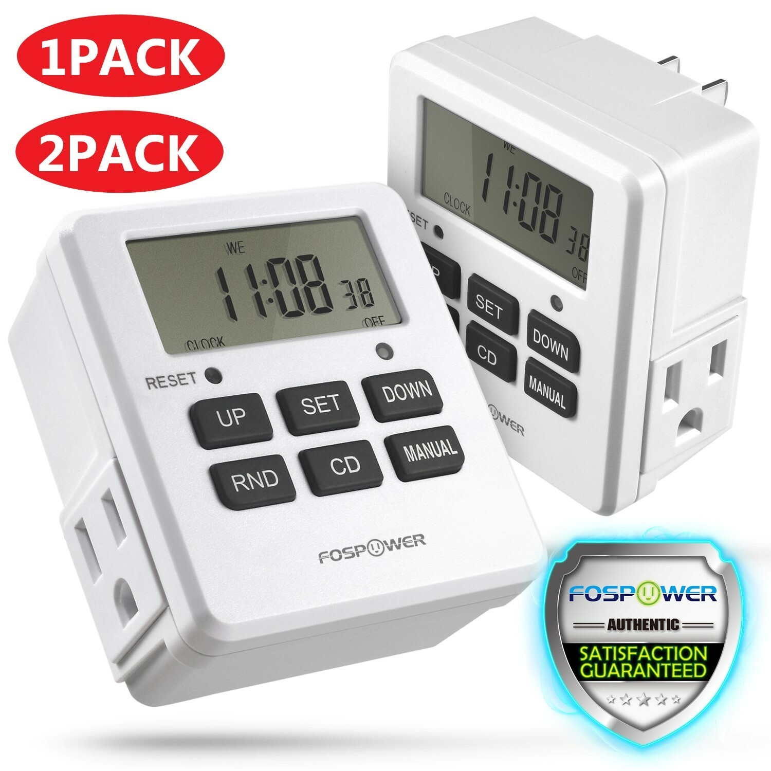 7 Day Digital LCD Electric Programmable Dual Outlet Plug In Clock Timer Switch gallery