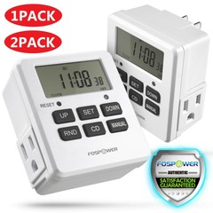 7 Day Digital LCD Electric Programmable Dual Outlet Plug In Clock Timer Switch