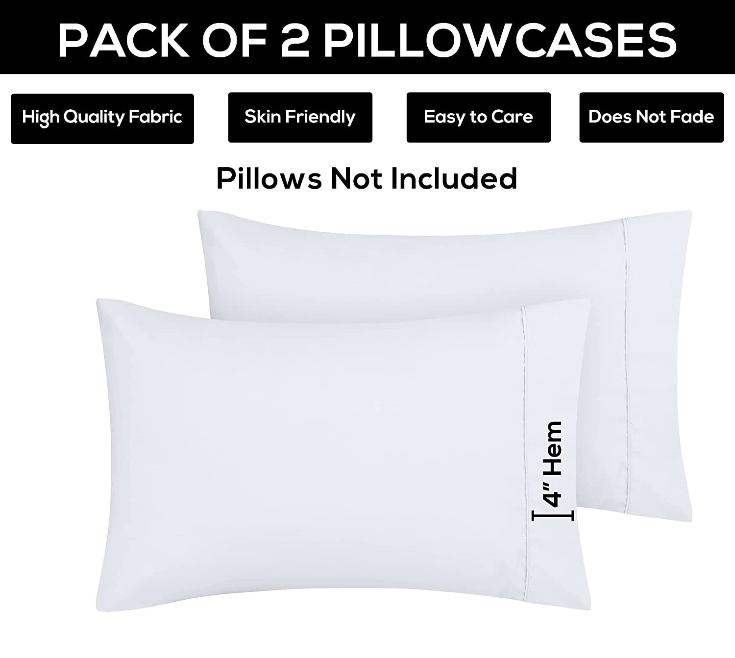 1800 SERIES ULTRA SOFT PILLOWCASES - SET OF 2 PILLOW CASES KING & QUEEN SIZE gallery