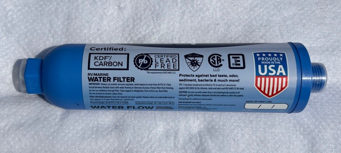 Camco Tastepure RV Water Filter, New & Advanced RV Inline Water Filter with Flex gallery