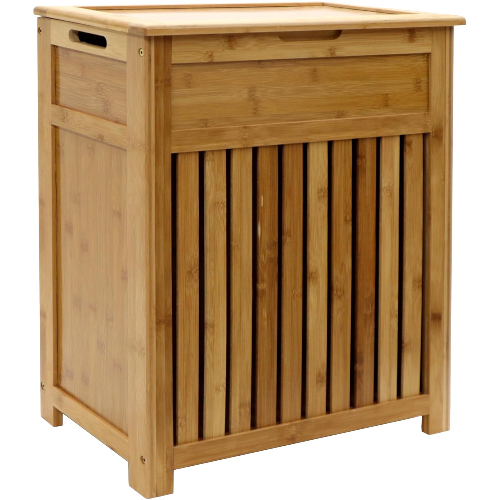Redmon Bamboo Top Load Clothes Hamper, Full Size with Hinged Lid and Handles gallery