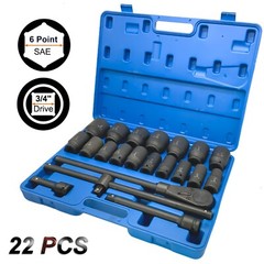 Impact Socket Set 22 PCs 3/4″ Drive 6 Point SAE Master 7/8″ inch-2″ inch&13/16″