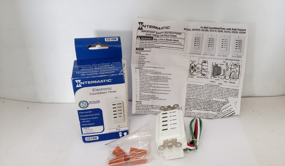 INTERMATIC EI210W (EI210) ELECTRONIC COUNTDOWN TIMER, 10-60 MIN, 15A 120VAC, NIB