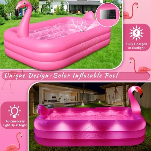 Inflatable Pool with Lights, Solar Flamingo Swimming Pool for Kids,Adults gallery