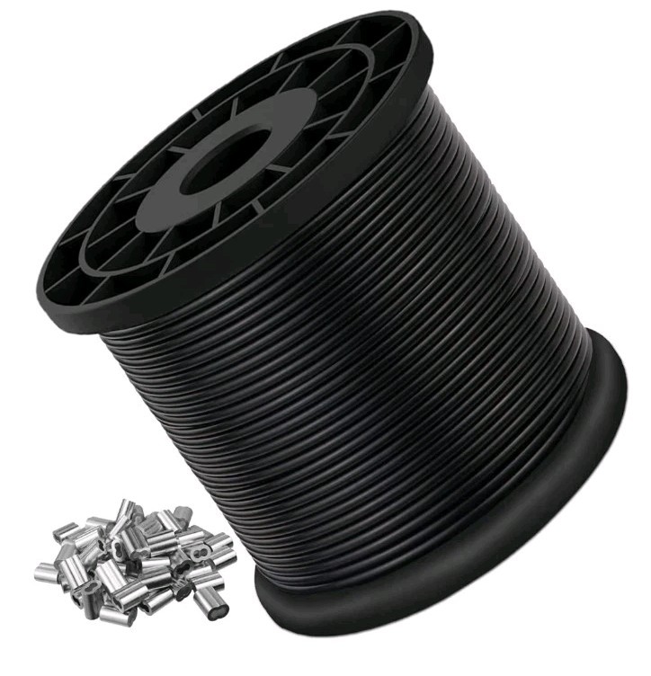 Vinyl Coated Wire Rope 304 Stainless Steel Coated Wire Cable-Black, 1/16" OD to gallery
