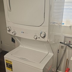 GE GUD27GESNWW White Electric Stackable Washer Dryer Cycle Status Deep Fill