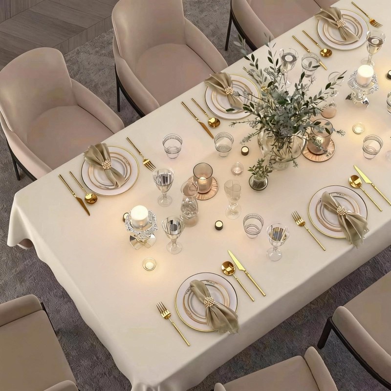 Table Cloth Rectangle Tables Decor 84''x60'' - Waterproof Plain Weave Fabric ... gallery