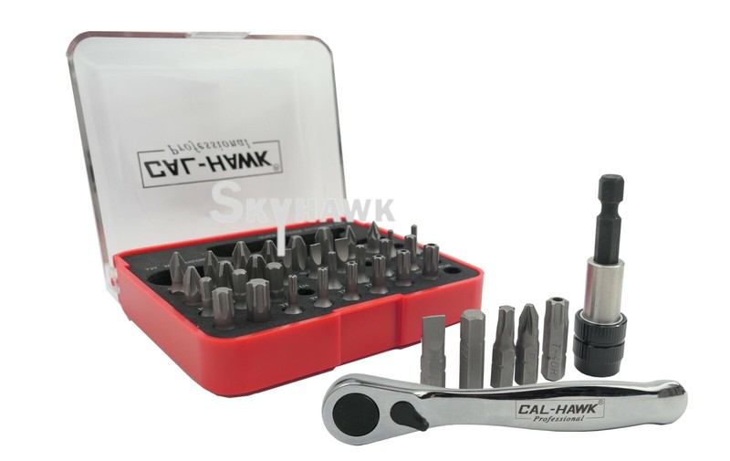 CAL HAWK 38pc Micro Mini Ratchet Quick Release Extension Bar and Bit Set NEW gallery
