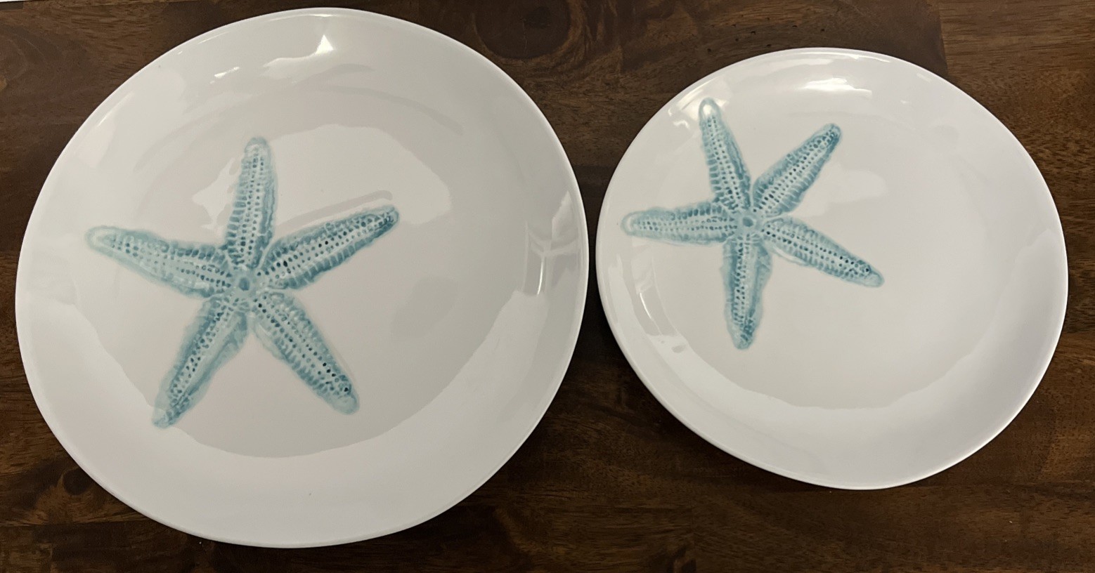 Sigrid Olsen MELAMINE Textured Starfish 4 DINNER 3 SALAD PLATES Curved TURQUOISE gallery