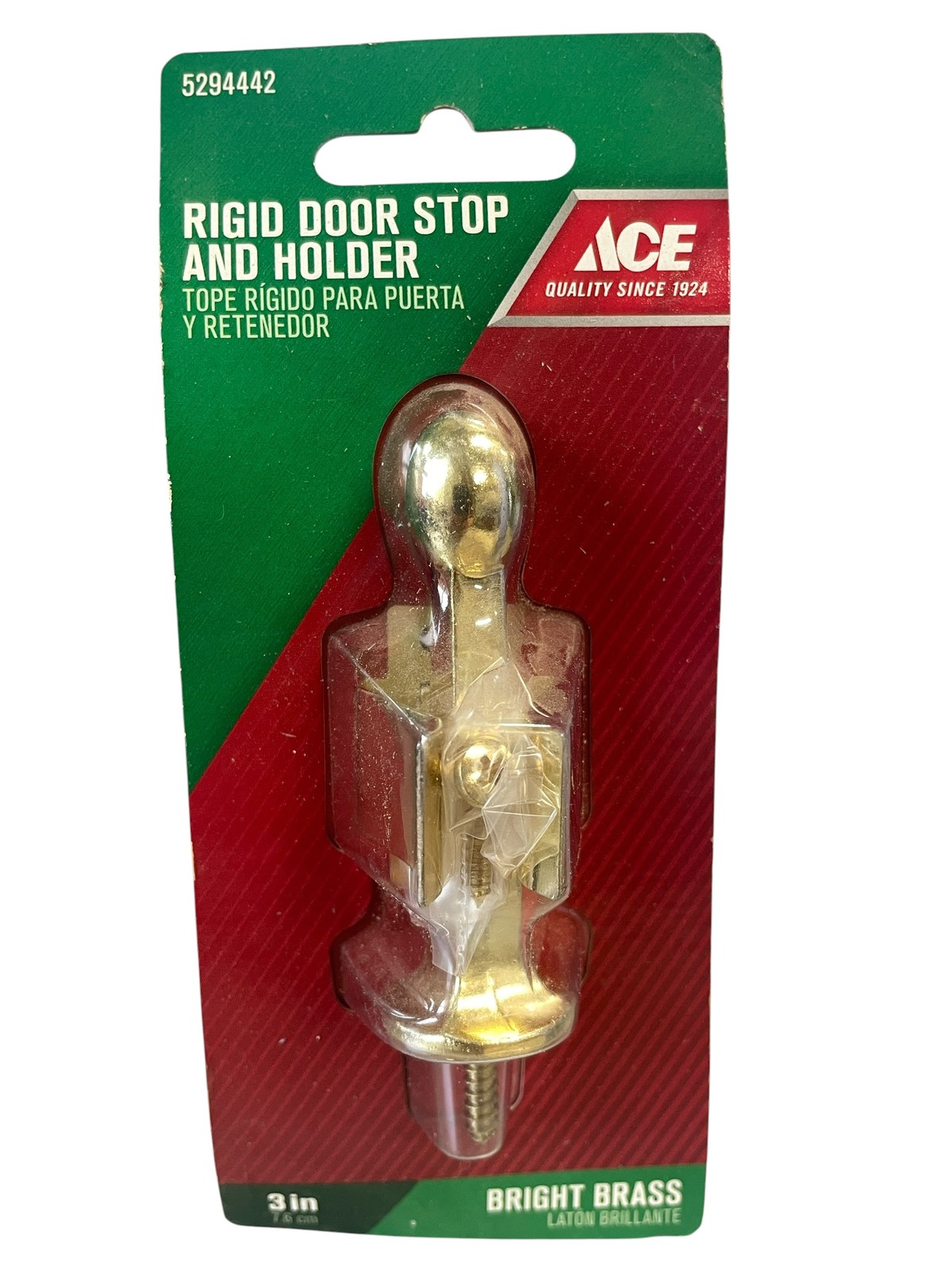ACE 3in Rigid Door Stop and Holder Bright Brass Wall/Floor Mount 5294442 New gallery