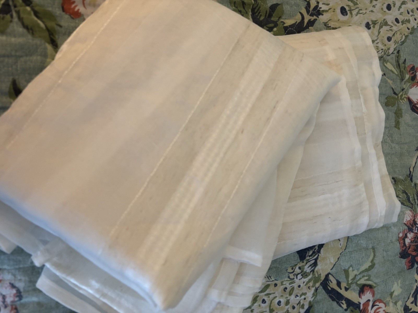 Style Master Sheer Beige White Sheer Scarf Curtains 200 X 40” Set/2 Nwop gallery