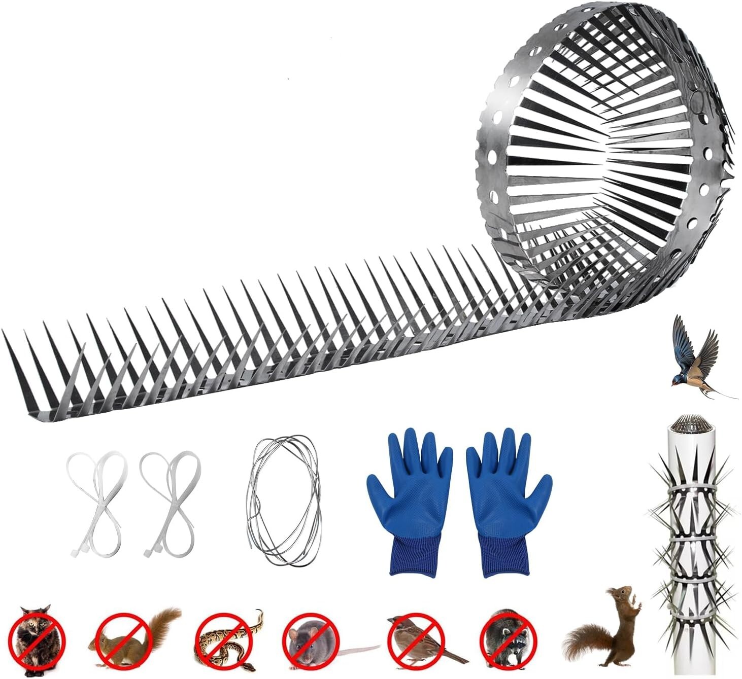 40Inch Raccoon Squirrel Spikes Deterrent for Bird Feeder PoleTree Baffle for Sq gallery