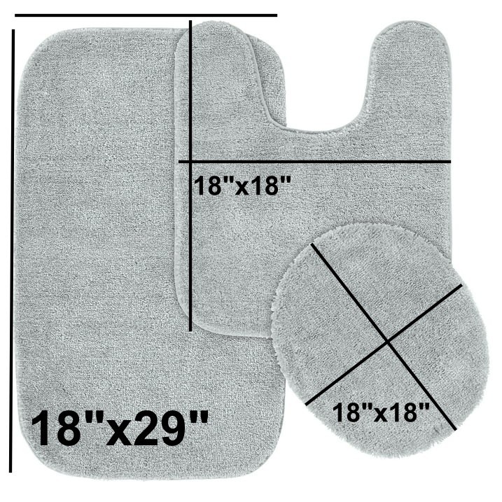 3-Piece Bathroom Bath Mat Contour Rug Set with Toilet Lid Cover #6 gallery