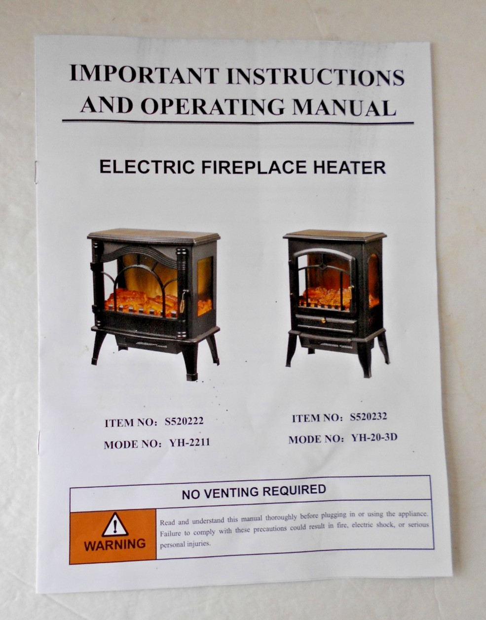 MANUAL FOR R.W.FLAME ELECTRIC 20" FREESTANDING FIREPLACE HEATER,1000W/1500W gallery