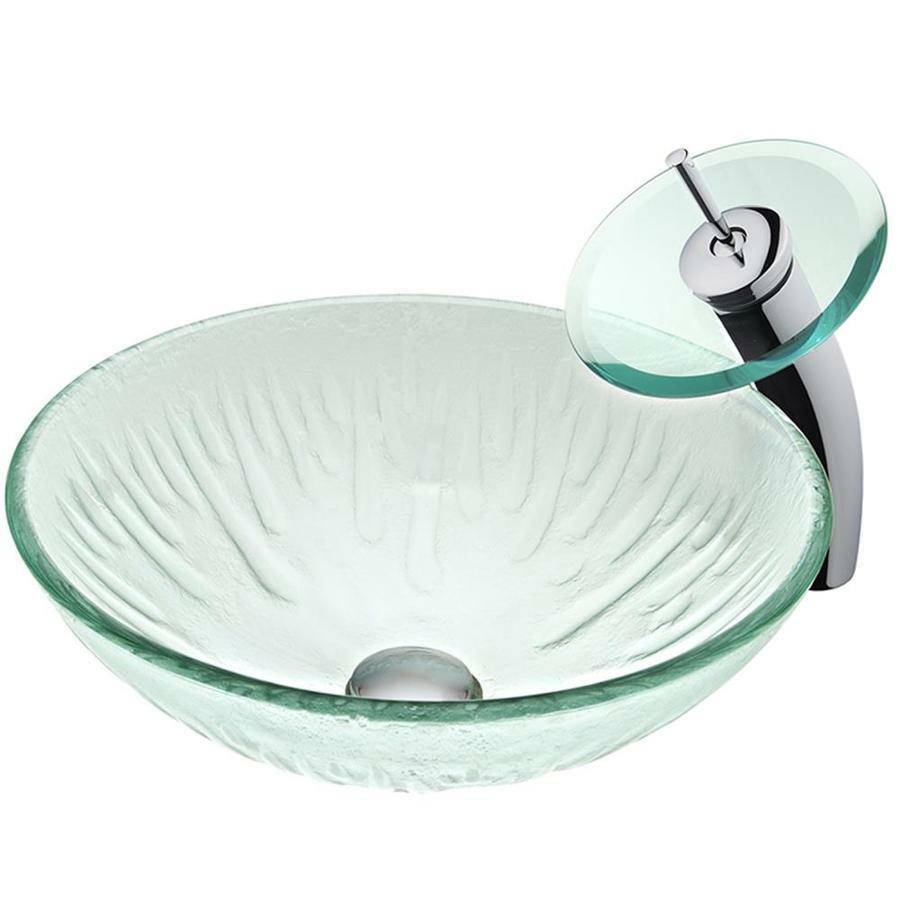 VIGO Vessel Sink, Faucet, Drain Set Clear Tempered Glass Vessel Round set gallery