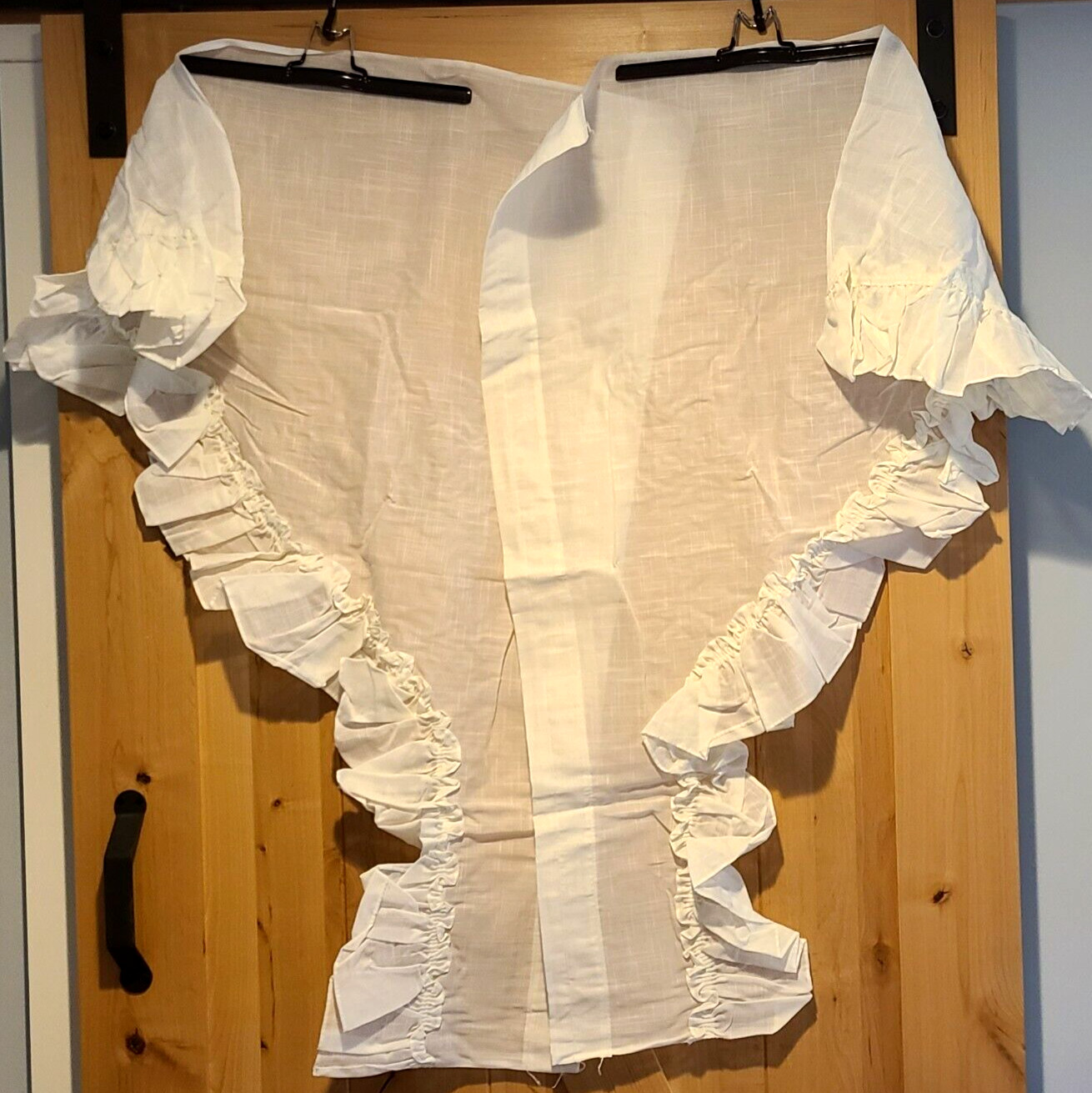 Ellis Curtain Co. #474 Solid Ruffled Swag 45x35" Each. Sheer Textured White gallery