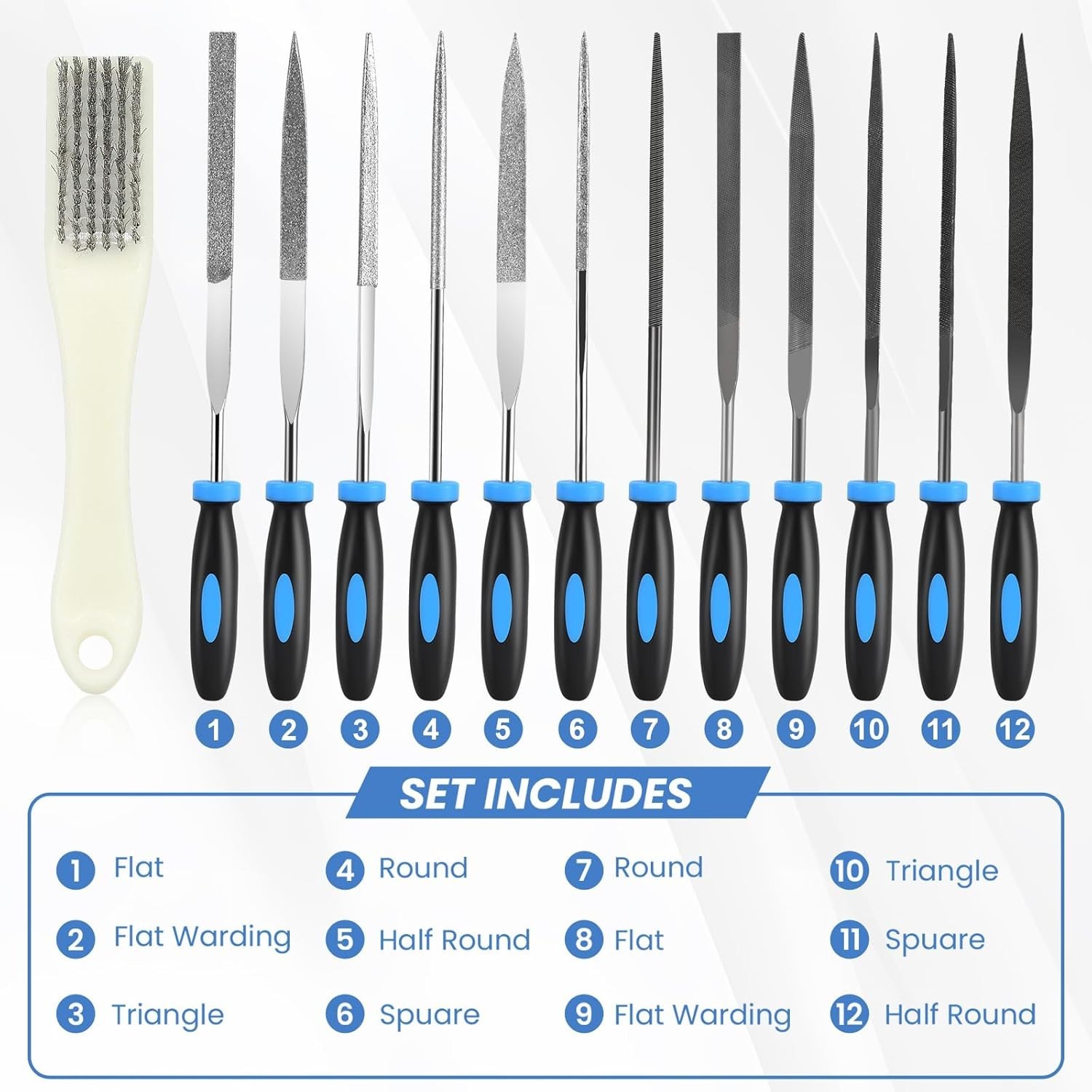 All-in-One 13-Pc File Set: Diamond & Steel Files for Wood, Plastic, Leather, DIY gallery
