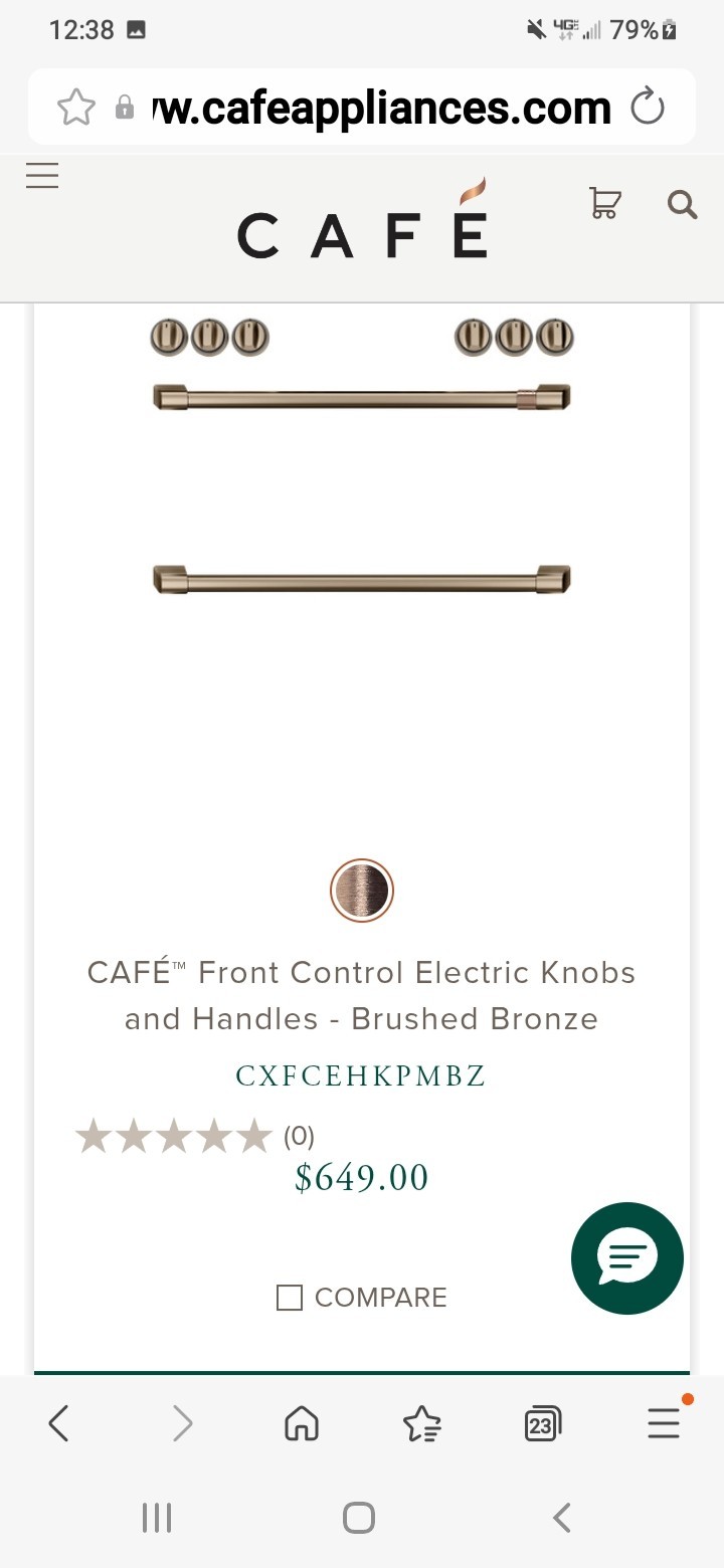 Café Front Control Cooktop Knob & Door Handle Set - Brushed Bronze CXFCEHKPMBZ gallery