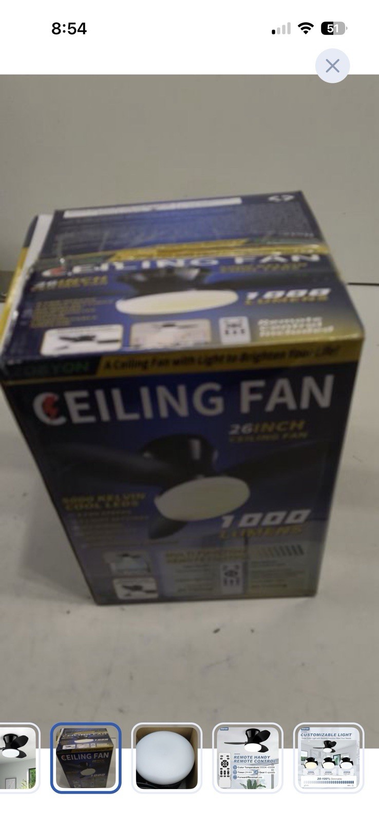 ZOEYON 26" Black Ceiling Fan LED Light Remote 6 Speeds 3000K-6500K Dimmable gallery