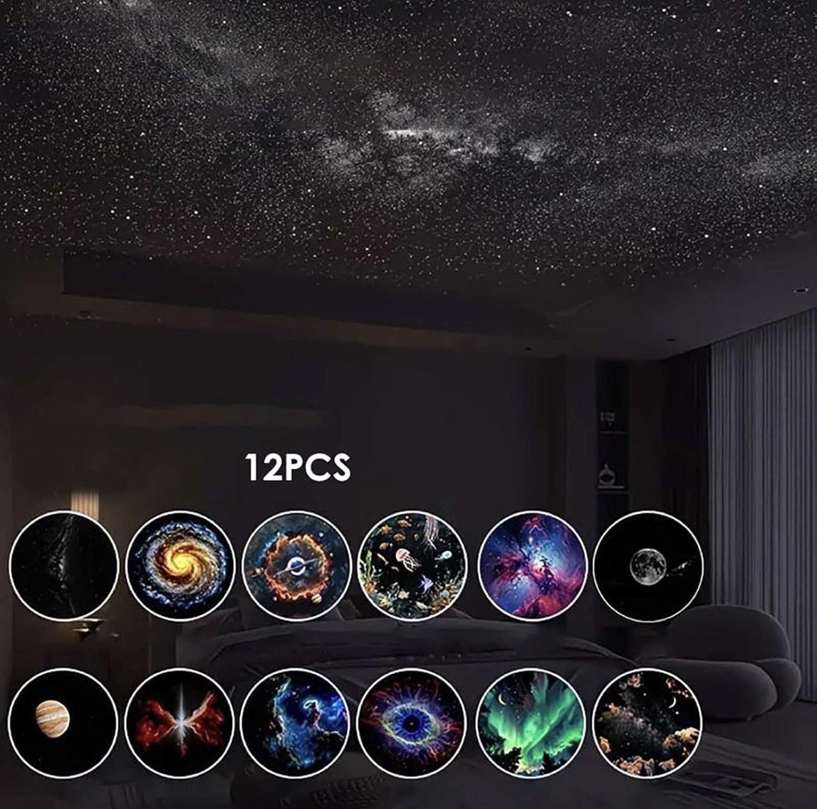 Galaxy projector, 2-in-1 starry sky projector night light, high-resolution 12Pcs gallery
