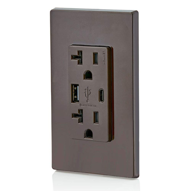 Type a & Type-C USB In-Wall Charger with 20A Tamper-Resistant Outlet, USB Charge gallery