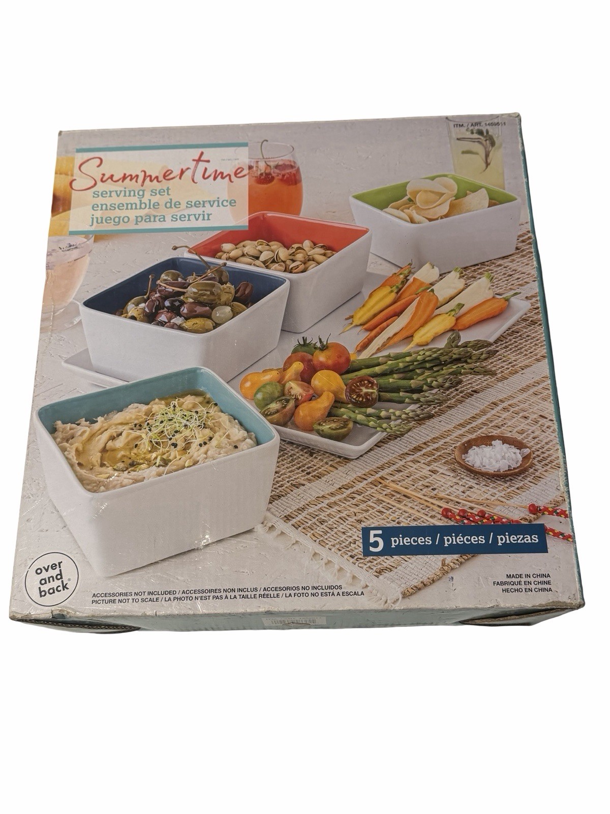 Overandback, 5-Pc "Summertime" Serving Square Platter Tray + Bowl Set gallery