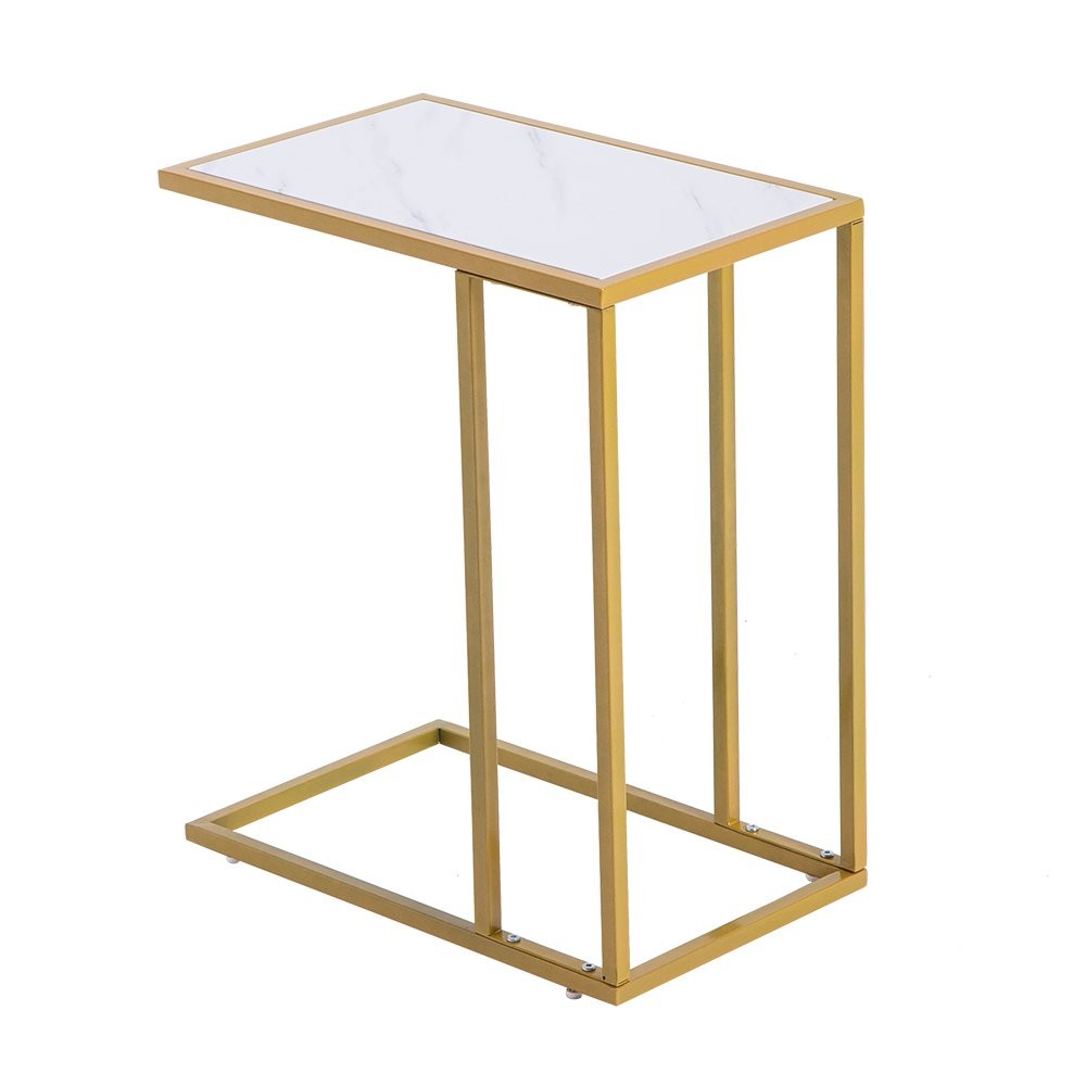 C-Shaped Marble Top Coffee Tray Sofa Side End Table Ottoman Couch Console Table