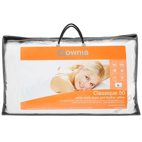 Downia Classique 50 White Duck Down & Feather Pillow Cotton Casing NEW gallery