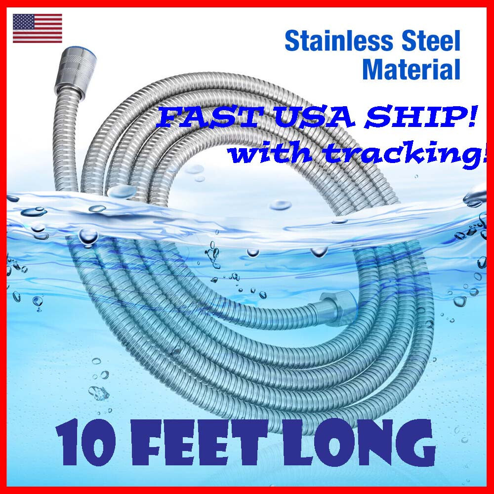 10FT Shower Head Hose Handheld Extra Long Stainless Steel Bathroom Tube NEW gallery