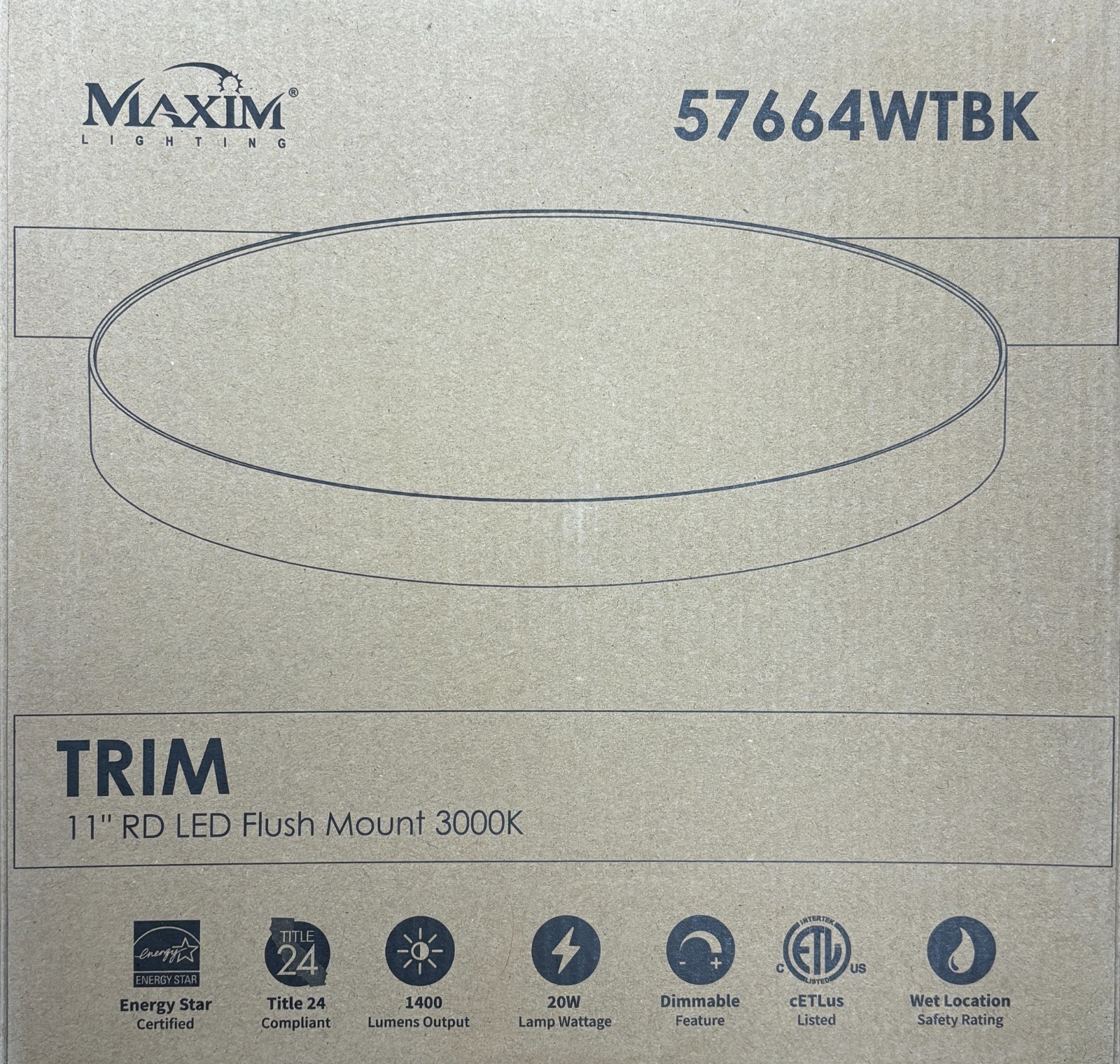 Maxim Lighting 11" LED Flush Mount Ceiling Light 3000K 20W Dimmable Black gallery